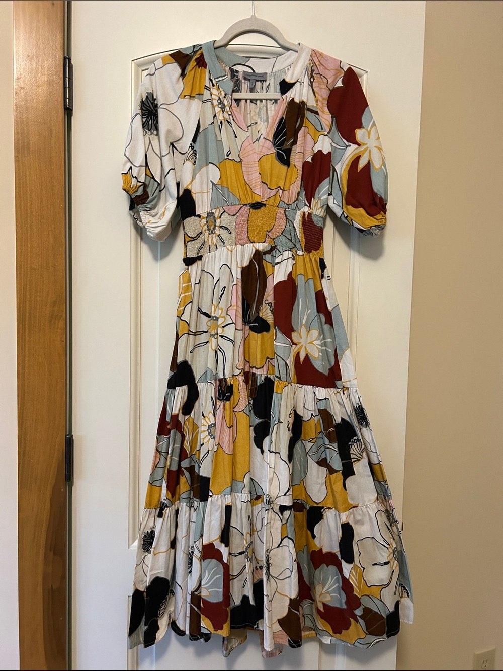 Anthropologie Conditions Apply Smocked Waist Maxi Dress in Multi Floral GORGEOUS